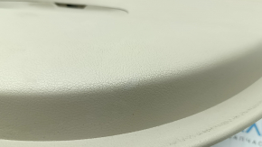 Beige front right door panel for Jeep Grand Cherokee WK2 19-22, with beige and black leather inserts, beige leather armrest, dark wood molding, with handle, scratches, dents, needs cleaning