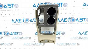 Jeep Grand Cherokee WK2 17-22 center console trim with cup holders, beige and silver, scratches, needs cleaning