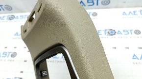 Jeep Grand Cherokee WK2 17-22 center console trim with cup holders, beige and silver, scratches, needs cleaning