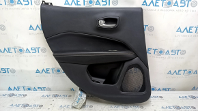 Door trim, rear left, Jeep Compass 17-21, black, with black leather insert, black leather armrest with brown and white stitching, with handle, scratches
