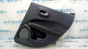 Door trim, rear right, Jeep Compass 17-21, black, with black leather insert, black leather armrest with brown and white stitching, with handle, scratches
