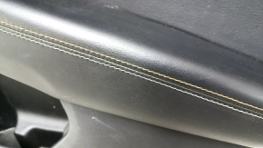 Door trim, rear right, Jeep Compass 17-21, black, with black leather insert, black leather armrest with brown and white stitching, with handle, scratches