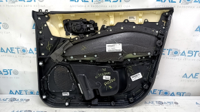 Door trim, front left, Jeep Compass 17-21, black, with black leather insert, black leather armrest with brown and white stitching, with handle, scratches