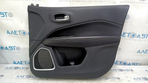 Jeep Compass 17-21 front right door panel, black, with black leather insert, black leather armrest with brown and white stitching, with handle, scratches
