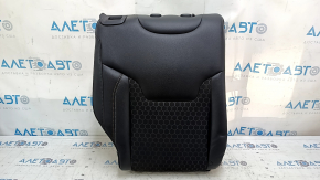 Rear seat, 2nd row, upper right, Jeep Compass 19-21, leather + cloth, black, white and brown stitching, dented leather