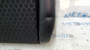 Rear seat, 2nd row, upper right, Jeep Compass 19-21, leather + cloth, black, white and brown stitching, dented leather
