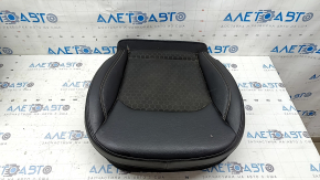 Lower passenger seat trim for a Jeep Compass 17-21, leather + cloth, black, white, and brown stitching, needs cleaning, scratches