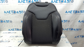 Driver's seat upholstery, upper part, Jeep Compass 17-21, leather + cloth, black, white and brown stitching, dent repair