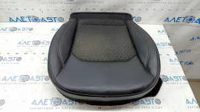 Lower driver's seat trim for a Jeep Compass 17-21, leather + cloth, black, white, and brown stitching, needs cleaning, tears, dents