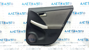 Door trim panel, rear right, Toyota Prius 30 10-15, black with dark gray insert, dark gray cloth, armrest, gray molding, with handle, scratches, worn, needs cleaning