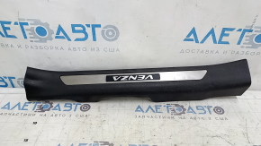 Front left door sill trim for Toyota Venza 21-24, black, chrome insert, scratches, dents, whitened plastic