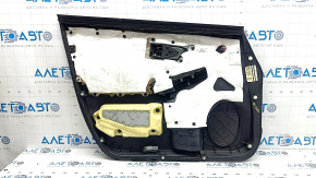 Front right door panel for Toyota Prius 30 10-15, black with dark gray insert, dark gray cloth armrest, gray molding, with handle, scratches, broken fastener