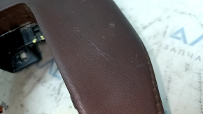 Toyota Venza 21-24 center console trim with cup holders, brown leather, scratches, tears, broken fasteners, dry cleanable