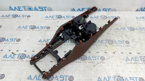 Toyota Venza 21-24 center console trim with cup holders, brown leather, scratches, tears, broken fasteners, dry cleanable