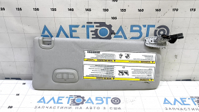 Left visor for Jeep Cherokee KL 19-23, gray, without hook, with backlight, HOMELINK, dry-cleanable