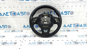 Naked steering wheel for a Jeep Renegade 15-22, black leather, without pads and buttons, with a cover, red stitching, worn, scratches