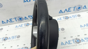Naked steering wheel for a Jeep Renegade 15-22, black leather, without pads and buttons, with a cover, red stitching, worn, scratches