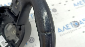 Naked steering wheel for a Jeep Renegade 15-22, black leather, without pads and buttons, with a cover, red stitching, worn, scratches