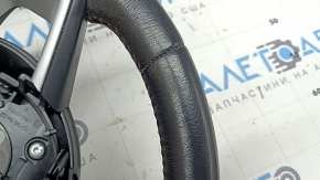 Naked steering wheel for a Jeep Renegade 15-22, black leather, without pads and buttons, with a cover, red stitching, worn, scratches