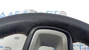 Naked steering wheel for a Jeep Renegade 15-22, black leather, without pads and buttons, with a cover, red stitching, worn, scratches