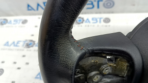 Naked steering wheel for a Jeep Renegade 15-22, black leather, without pads and buttons, with a cover, red stitching, worn, scratches