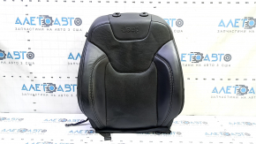 Jeep Cherokee KL 19-23 passenger seat back upholstery, black leather, perforated, heated
