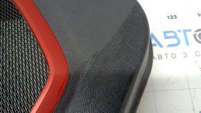 Rear left door panel for a Jeep Renegade 15-22 TRH, black with black insert, black leather armrest, red speaker trim with handle, scratches