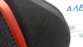 Rear left door panel for a Jeep Renegade 15-22 TRH, black with black insert, black leather armrest, red speaker trim with handle, scratches