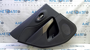 Rear left door panel for Jeep Cherokee KL 19-22, black, with black leather insert, leather armrest, gray molding, with handle, scratch