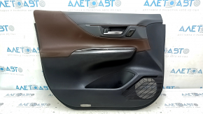 Front left door trim panel for Toyota Venza 21-22 LE, XLE, brown and gray leather, with seat memory, dark gray trim, with handle, scratches