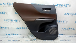 Door trim panel rear left Toyota Venza 21-22 LE, XLE leather brown with gray, dark gray trim, with handle, with button, scratches