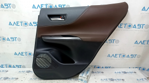 Door trim panel, rear right, Toyota Venza 21-22 LE, XLE, brown and gray leather, dark gray trim, with handle, with button, scratch, dented leather