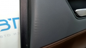 Door trim panel, rear right, Toyota Venza 21-22 LE, XLE, brown and gray leather, dark gray trim, with handle, with button, scratch, dented leather