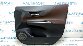 Front right door trim panel for Toyota Venza 21-22 LE, XLE, brown and gray leather, dark gray trim, with handle, with button, scratches