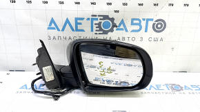 Right side mirror assembly for Jeep Cherokee KL 14-23, 7+7 pins, BSM, heated, backlit, turn signal, graphite, scratched, cracked housing
