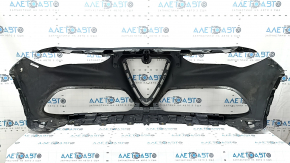 Bare front bumper for an Alfa Romeo Stelvio 18-21, without parking sensors and headlight washers, black, dented, scratches, broken fasteners