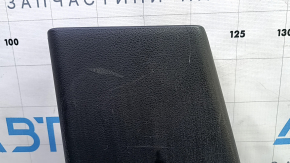 Lower left center pillar trim for a 17-22 Nissan Rogue Sport, black, with cap, scratches, whitened plastic, crack