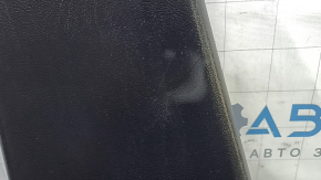 Lower left center pillar trim for a 17-22 Nissan Rogue Sport, black, with cap, scratches, whitened plastic, crack
