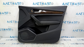 Front right door panel for Audi Q5 80A 18-20 black leather, wood molding, with handle, armrest and insert black leather, scratches