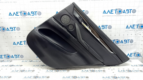 Door trim panel, rear right BMW X5 F15 14-18, black Dakota leather, without curtain, Harman Kardon, insert and armrest, black leather, wood molding, with backlight and handle, scratches, tears, dents