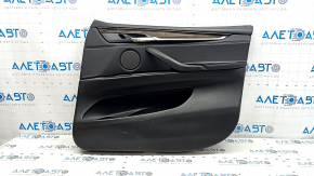 Door trim card front right BMW X5 F15 14-18 leather black Dakota, Harman Kardon, insert and armrest black leather, molding under the tree, with illumination and handle, scratches, tears, dents, nadle