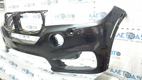 Bare front bumper BMW X5 F15 14-18 for 2 parking sensors, headlight washers, camera, graphite A90, bumpers, broken fasteners