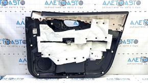 Front left door panel for Nissan Rogue Sport 17-22, black with black leather insert, black leather armrest, gray molding