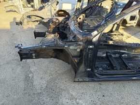 Front left quarter panel of Audi A4 B9 17-20 on the body, blue