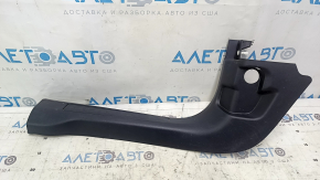Front left door sill plate for a 2021-2025 Ford Bronco Sport, black, scuffs and scratches, needs cleaning.