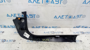 Front left door sill plate for a 2021-2025 Ford Bronco Sport, black, scuffs and scratches, needs cleaning.