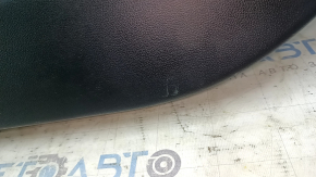 Black front right door panel for a 2021 Ford Bronco Sport with a handle, gray molding, black leather armrest, black cloth insert, scratches