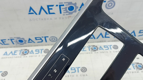 Upper center console trim for Audi Q8 19-25, glossy black with chrome, backlit, scratches