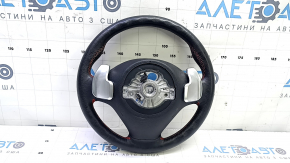 Steering wheel assembly BMW 3 F30 12-18 black leather, Sport, red stitching, heated paddle shifters, with buttons and overlay, with vibration