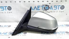 Left side mirror assembly for BMW 3 Series F30 4D 13-18 USA, 5 pins, matte mount, turn signal, BSM, auto-dimming, silver